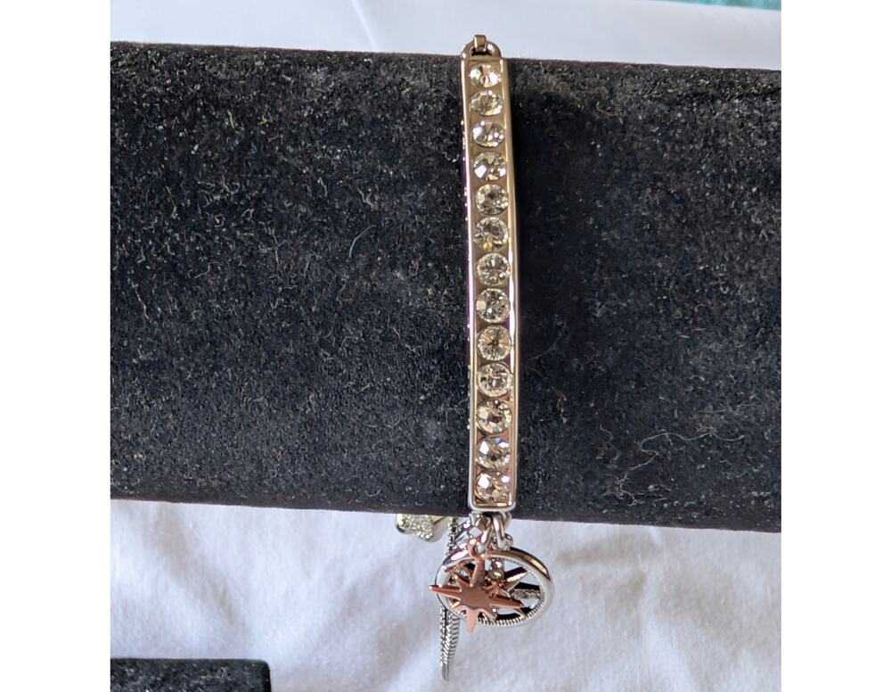 Brilliance "LIFE IS A JOURNEY" Adjustable Bracelet, Compass Charms & Crystals